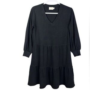 Nation LTD Black V-Neck Cotton Dress